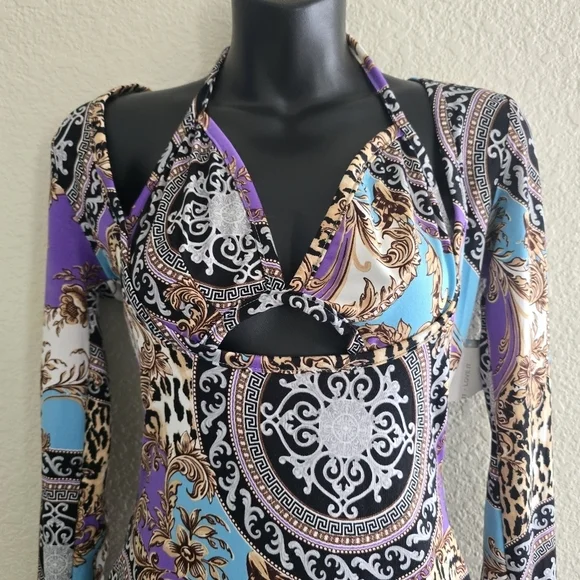 Almost Famous NWT Paisley Halter Midi Dress (M) - Picture 3 of 9